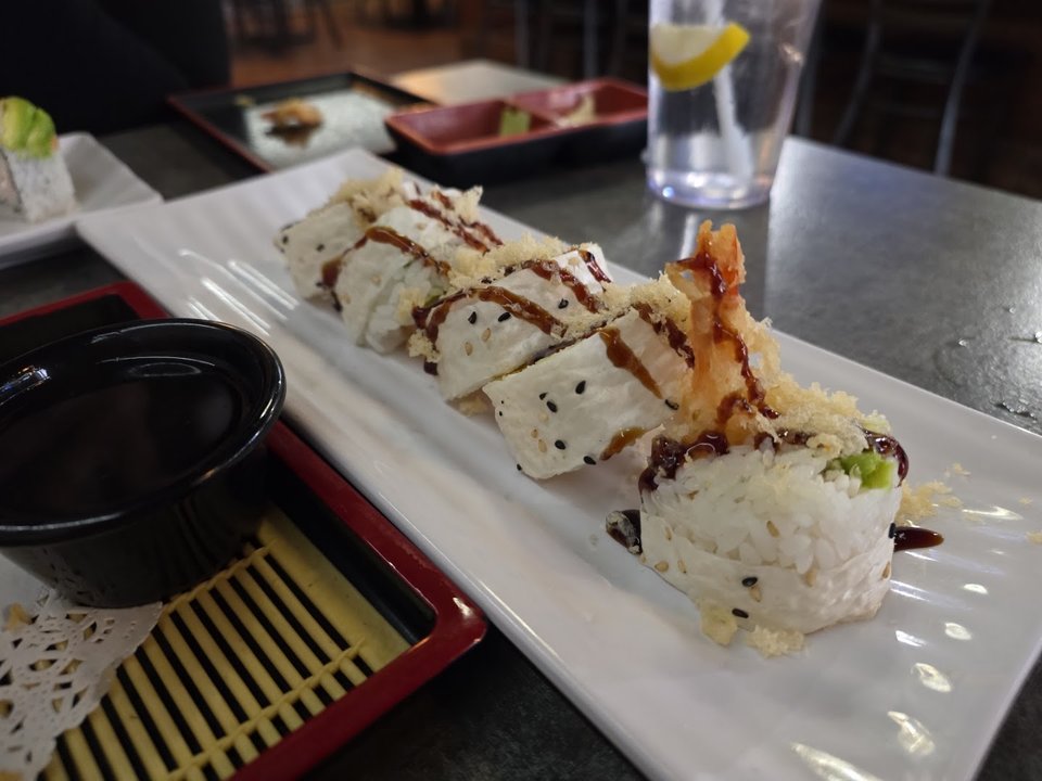 Japanese dishes served in a casual dining room.